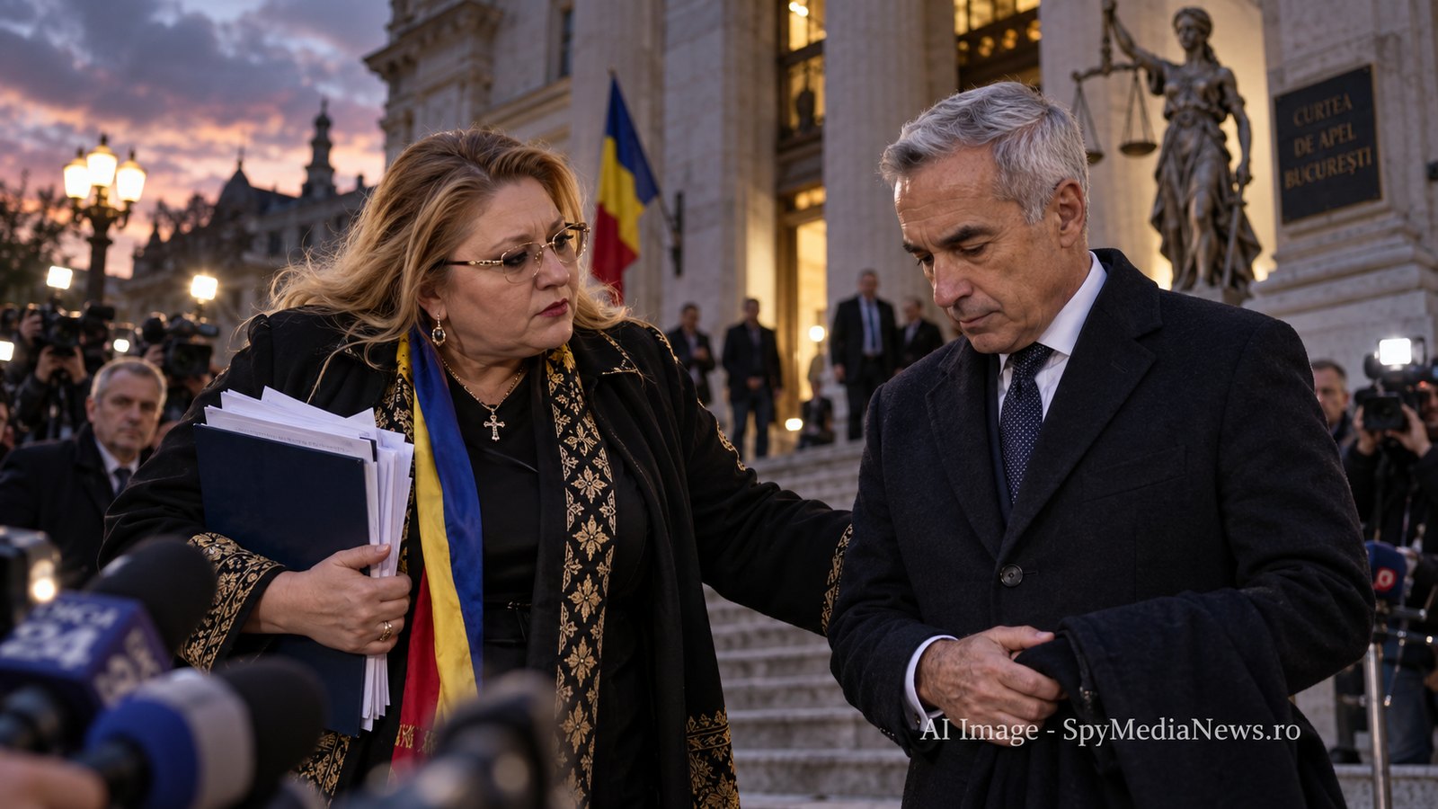 Imagine editorială AI despre Diana Șoșoacă și Călin Georgescu, în context juridic și mediatic